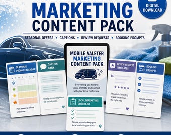 Mobile Valeter Marketing Planner Seasonal Offer Calendar Captions and Promo Pack