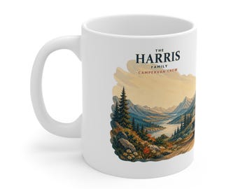 Personalised Campervan Crew Mug, Custom Family Camping Gift, 11oz Ceramic
