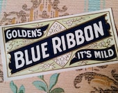 6 Antique Golden 39 s Blue Ribbon Cigar Box Labels Tobacco Smoke Embossed, Lithograph Ephemera Lot NOS