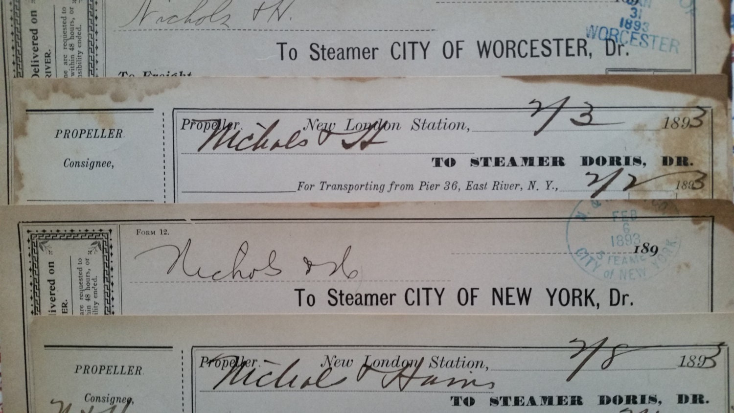 over 120 year old steam boat receipts handwritten papers etsy