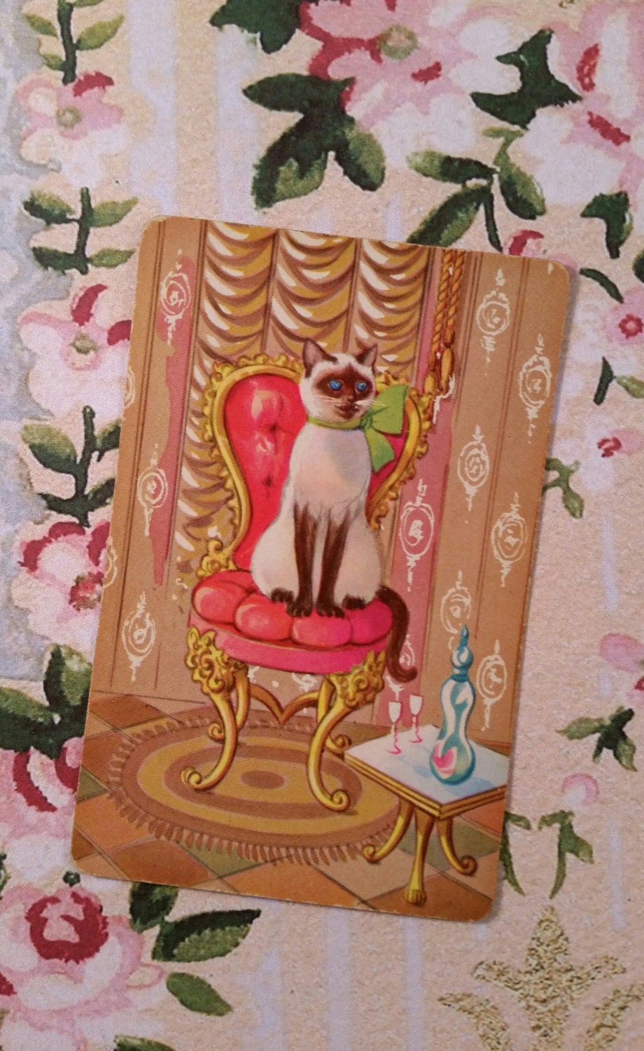 Vintage Fancy French Mid Century Siamese Cat Playing Cards Etsy