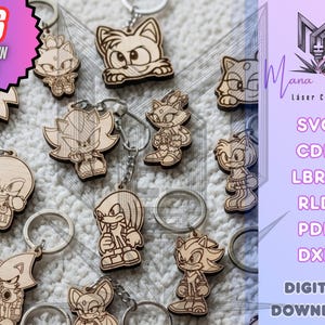 Blue Speed Hero Keychain Bundle | 26 Cute Designs | svg dxf cdr pdf lbrn rld | Laser Cut Files