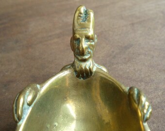 antique DEVIL match holder, jewelry tray, brass, vintage or antique, rare