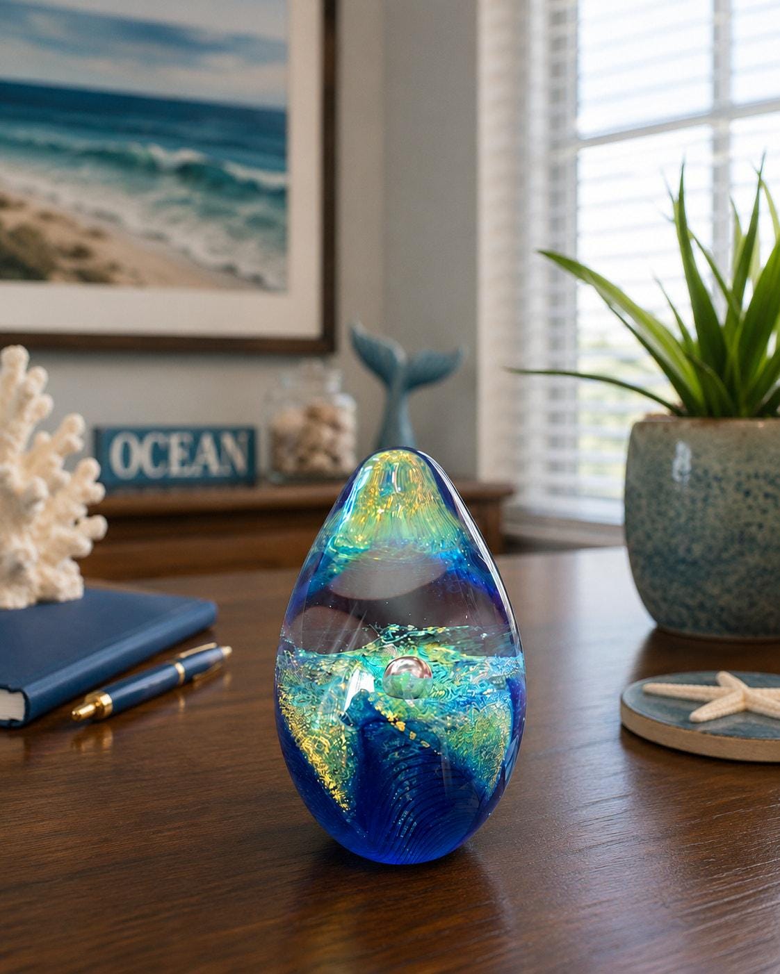 GLASS EYE STUDIO ペーパーウェイト　ガラス　海王星 Glass Eye Studio Paperweight - Etsy