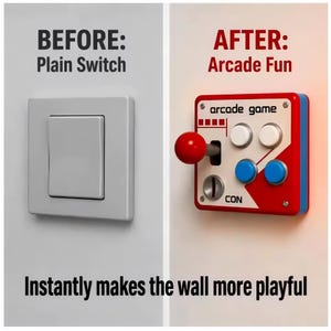 Retro Arcade Switch Cover | Gaming Wall Decor | Arcade Joystick Wall Art | 3D Printed Gamer Room Decor | Retro Gaming Gift