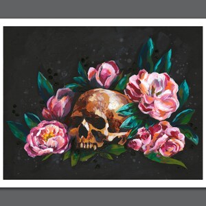 Skull and Peonies - Art Print