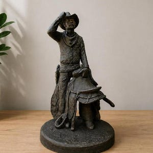 マイケルガーマン作 カウボーイ彫刻 アンティーク雑貨 アメリカンインテリア Michael Garman Western Sculptures - Etsy