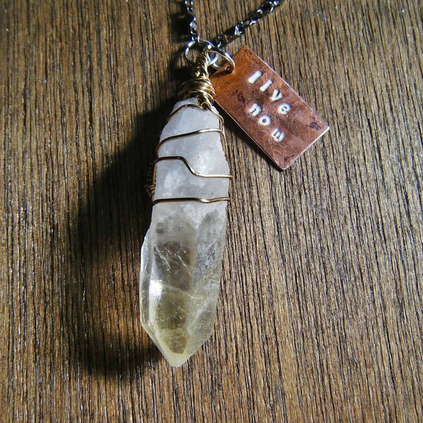 RARE Natural LEMON QUARTZ. Live Now.// Metaphysical Yoga Necklace, Charm Necklace, Inspirational Jewelry, Crystal Necklace