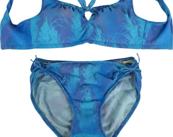 Vintage Sandcastle blauw zwempak bikini met bullet bh en afneembaar broekje (16) maat M