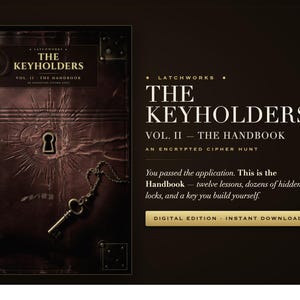 The Keyholders Vol II: The Handbook | Cipher Puzzle Hunt Printable PDF | Codebreaking Book for Adults | Instant Download image 1