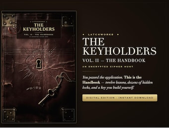 The Keyholders Vol II: The Handbook | Cipher Puzzle Hunt Printable PDF | Codebreaking Book for Adults | Instant Download