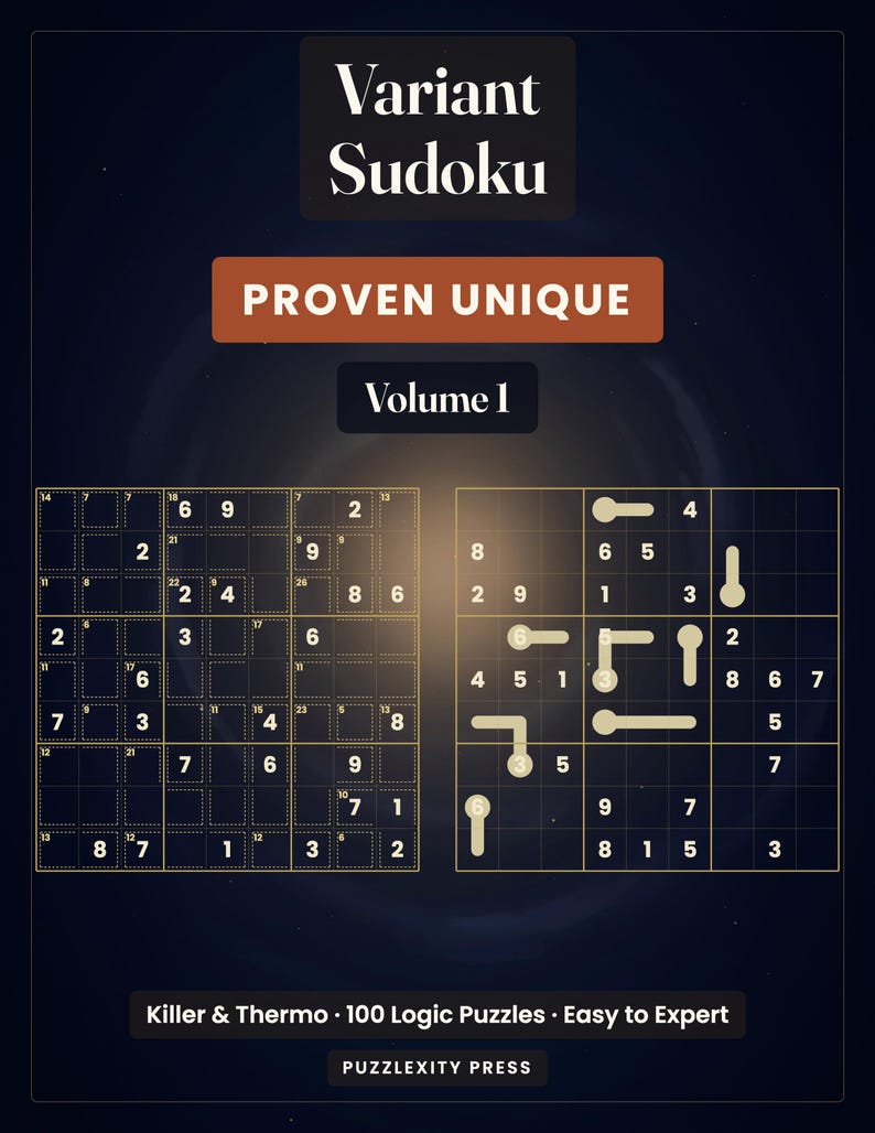 Afdrukbare pdf variant sudoku | 100 killer- en thermologic-puzzels, eenvoudig te leren | Bewezen uniek, niet te raden | Direct downloaden afbeelding 2