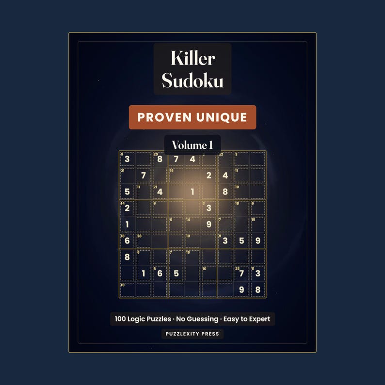 Killer Sudoku Druckbare PDF | 100 logische Rätsel von Einfach bis Experte | Jedes Puzzle ein Unikat Sofort Download für Erwachsene Bild 1
