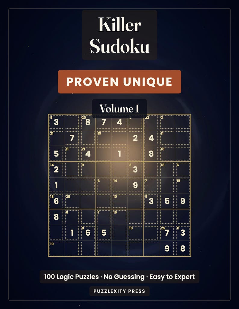Killer Sudoku Druckbare PDF | 100 logische Rätsel von Einfach bis Experte | Jedes Puzzle ein Unikat Sofort Download für Erwachsene Bild 2