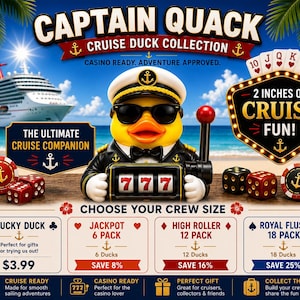 Capitán Quack™ / Patos de crucero / Pato de casino / Artículo coleccionable de máquina tragamonedas 777 / Regalo de crucero imagen 2