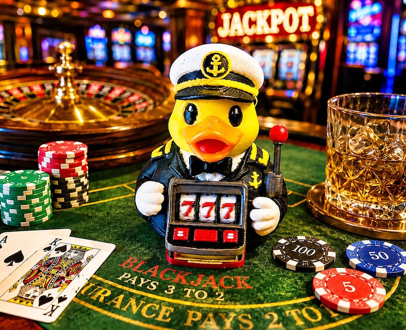 Capitán Quack™ / Patos de crucero / Pato de casino / Artículo coleccionable de máquina tragamonedas 777 / Regalo de crucero imagen 1