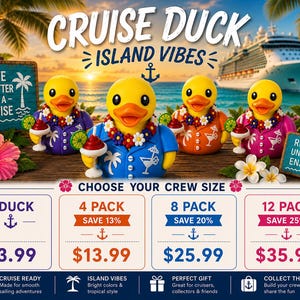 Tropical Cruise Duck | Cruise Ducks | Hawaiian Shirt, Lei & Tropical Drink Collectible | Cruise Gift image 2