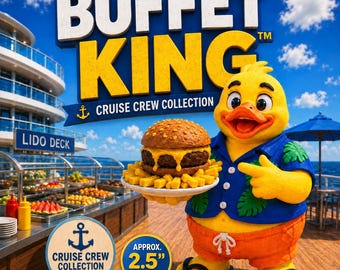 Buffet King™ Cruise Duck | 2.5” Cruise Ducks | Burger, Fries & Tropical Shirt Collectible | Cruise Gift