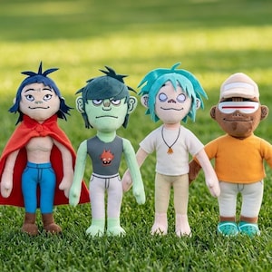 Gorillaz Plush Set of 4, Murdoc 2D Noodle Russel Plushies, Gorillaz Plushie