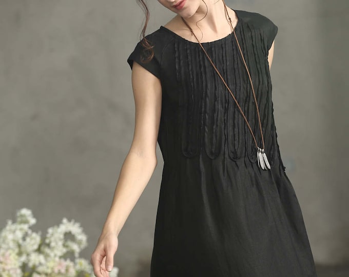 Linen Long Dress Black main image 1