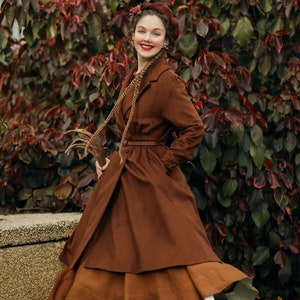 Wool Coat in Dark Brown, Double breasted wool coat jacket,  Flared Wool Midi Coat, 100% wool coat, winter coat, cashmere coat, 1950 coat