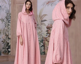 hooded wool coat, maxi coat, 100% cashmere coat, oversized hooded coat, hooded cape, women wool coat, pink coat, blue coat