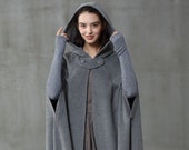 Linennaive Maxi Hooded Wool Coat Cloak