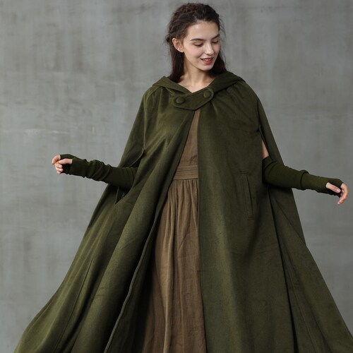 Linennaive Cloak Maxi Hooded Wool Coat Cloak Maxi Hooded - Etsy