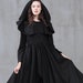 gypsywriter1 reviewed black wool coat, wool dress coat, maxi black coat, hooded dress, hooded wool coat, wool black dress, party dress, maxi dress | Linennaive