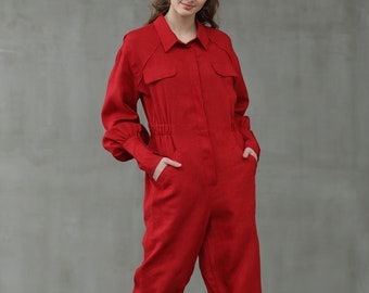 pink workers jumpsuit