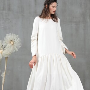 White wool dress maxi wool dress winter dress ruffle wool | Etsy