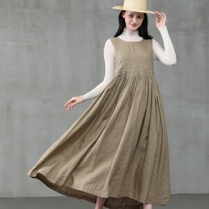 Apron Linen Dress Pleated Linen Dress Bow Linen Dress Linen - Etsy