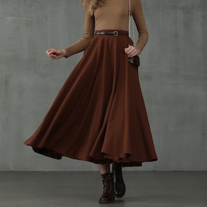 wool skirt, brown winter wool skirt, midi wool skirt, black skirt, party skirt, winter warm skirt, vintage skirt. long skirt  | Linennaive