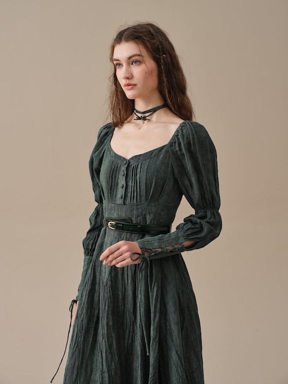 Anis 23 | Lace-up Jacquard Linen Corset Dress – Linennaive
