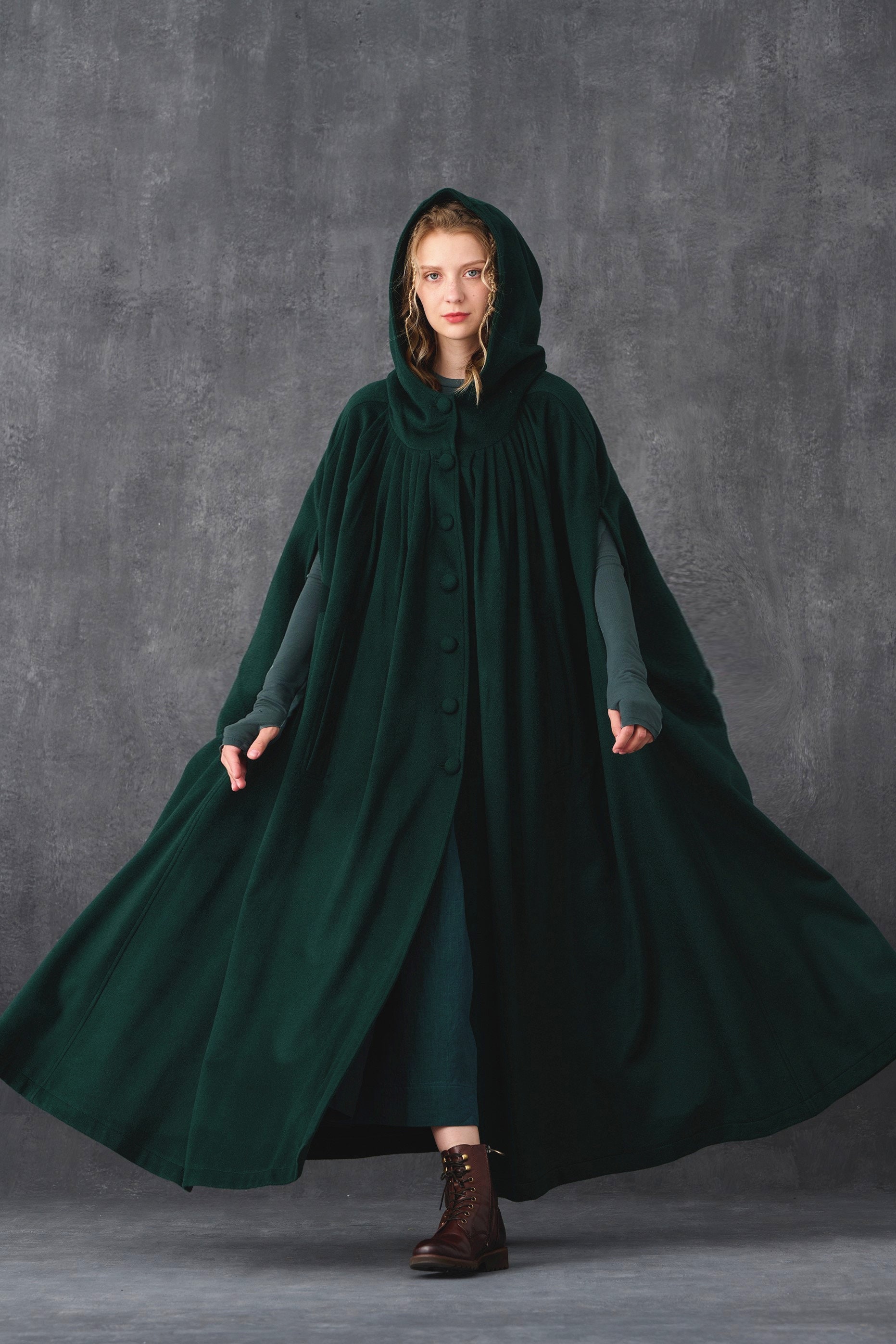 Women Hooded Wool Cloak Coat – WOLHD