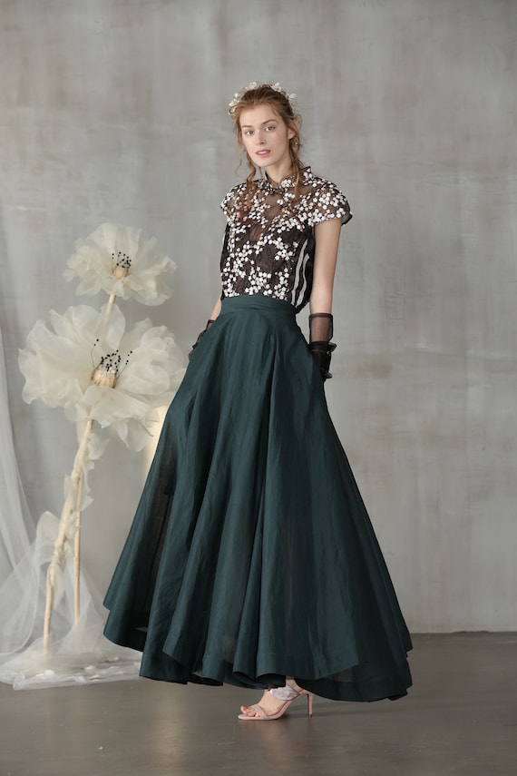 Maxi skirt green hot sale