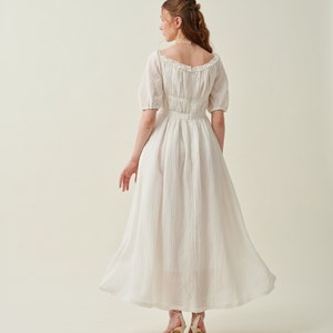 Maxi linen dress in white, wedding dress, ruffle dress, bridal dress, layered dress, princess dress, summer dress Linennaive zdjęcie 5