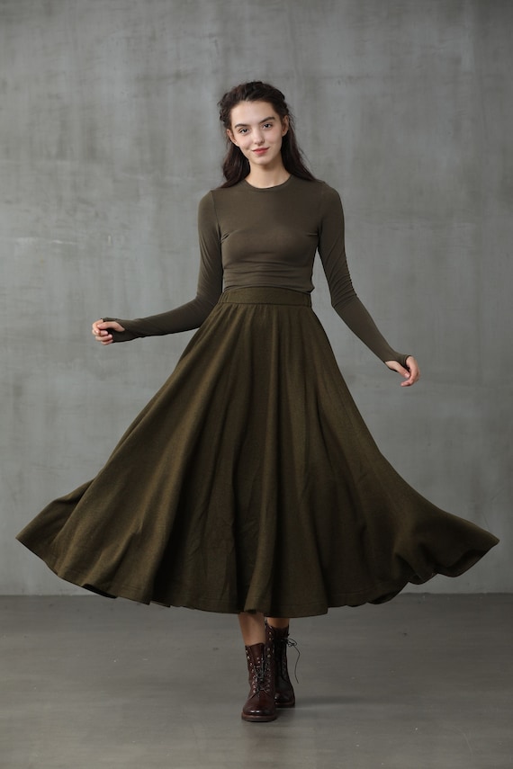 Etsy long 2025 wool skirt