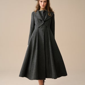Victorian wool coat in Gray, Vintage Long wool coat, Classic Swing Coat, Single-breasted coat, 100% wool coat with pockets | Linennaive
