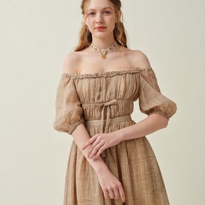Maxi linen dress in wheat, ruffle dress, layered dress, princess dress, summer dress, elegant dress, wedding dress Linennaive image 6