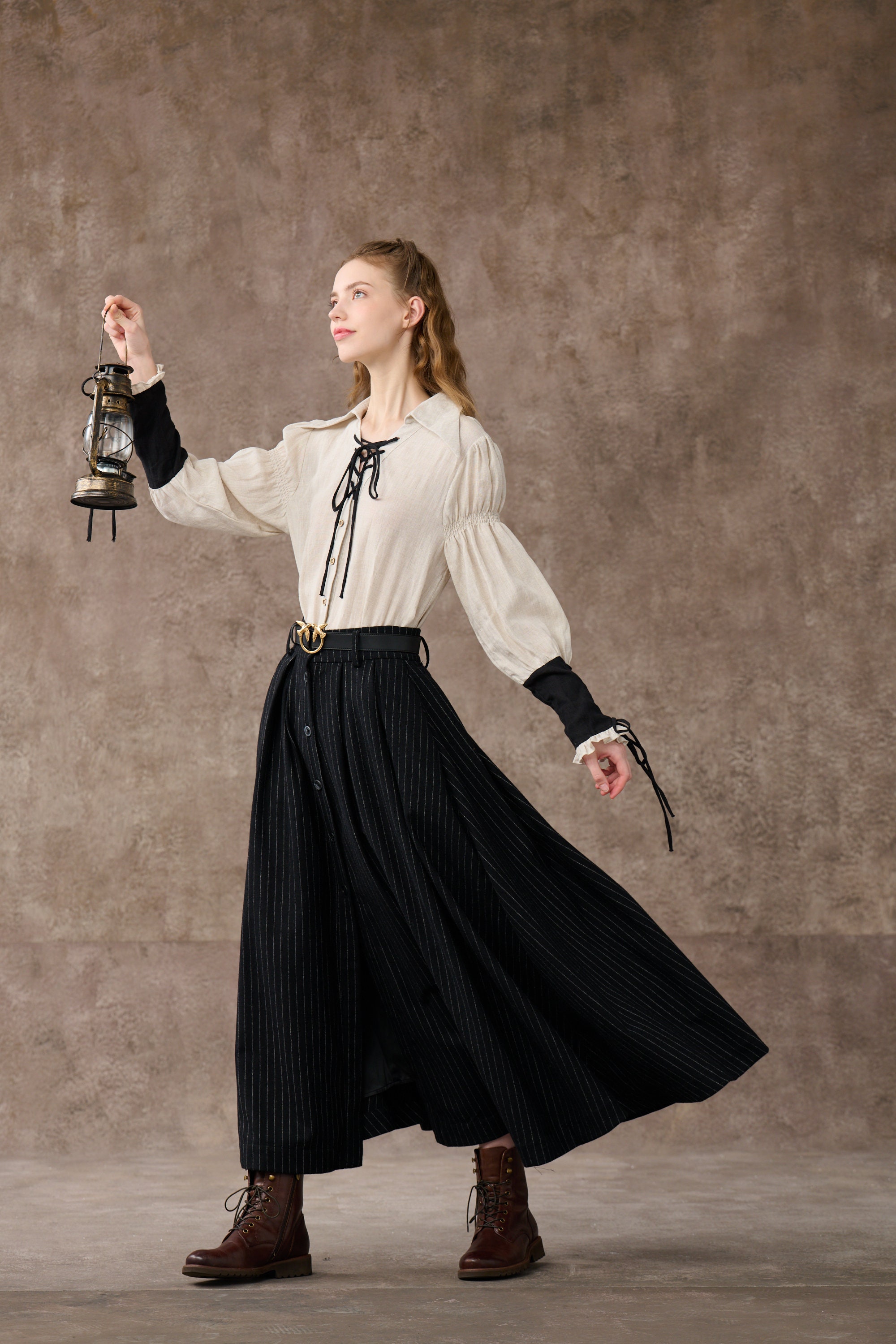 Lace-up Linen Shirt, Vintage Shirt, Victorian Shirt