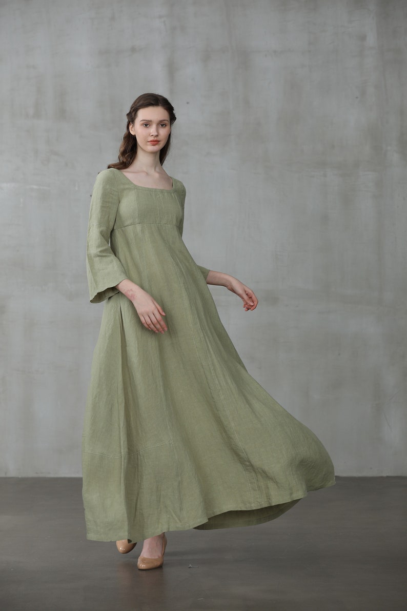 Medieval dress linen dress maxi linen dress puff sleeve | Etsy
