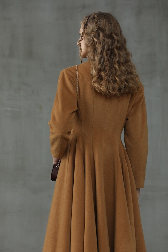 Flared Wool Midi Coat 100 Wool Coat Beige End Brown Coat Winter Coat Wool Coat 1950 Coat Etsy UK
