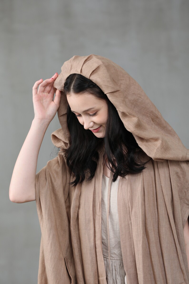 Linennaive maxi linen cloak cape hooded cloak bridal cloak wedding cloak linen cloak cape maxi cloak