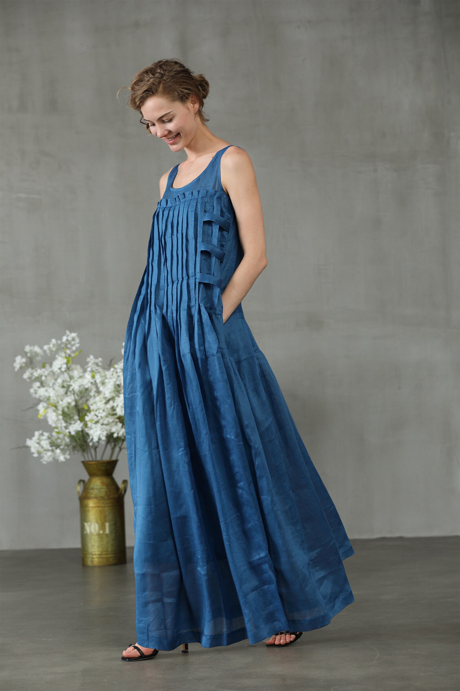 Платье Цвет Синий Лен фото 10