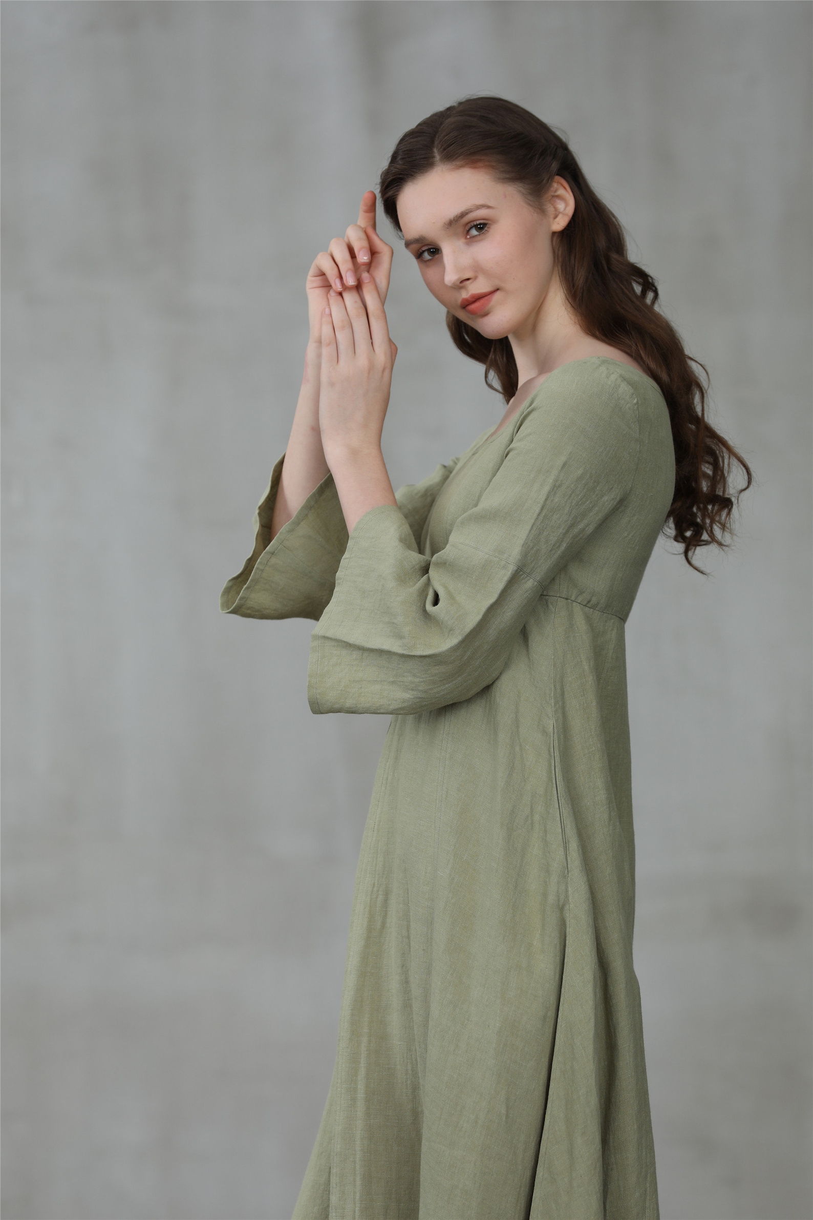 Robe médiévale robe en lin robe maxi lin robe à manches Etsy