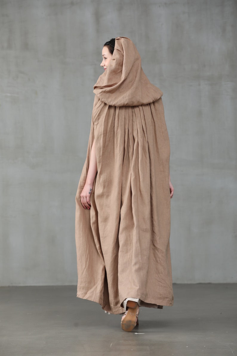 Linennaive maxi linen cloak cape hooded cloak bridal cloak wedding cloak linen cloak cape maxi cloak