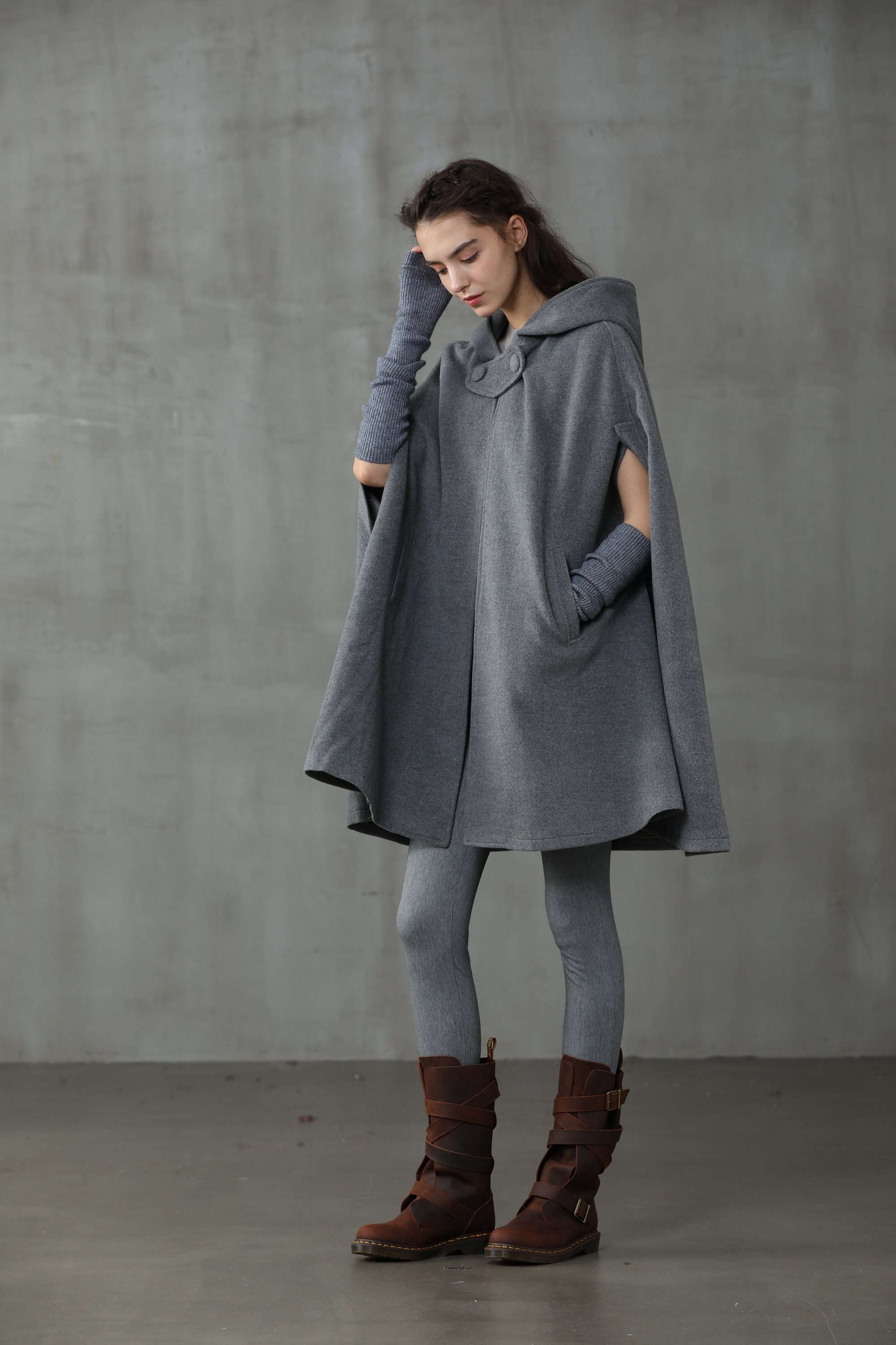 Black Hooded Wool Coat wool Cloak Cape Cashmere Women Wool - Etsy UK