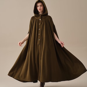 Linennaive Maxi Hooded Wool Coat Cloak