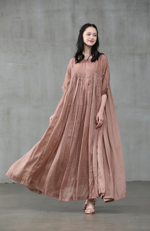 Linen dress dress in cinnamon maxi dress maxi linen dress Etsy